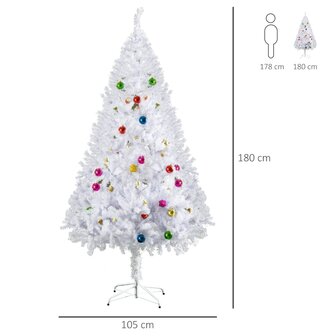 ChristmasGoodz - Kunstkerstboom - Kerstboom - met kerstballen - met kerstdecoratie - Wit 180 cm - NiceGoodz