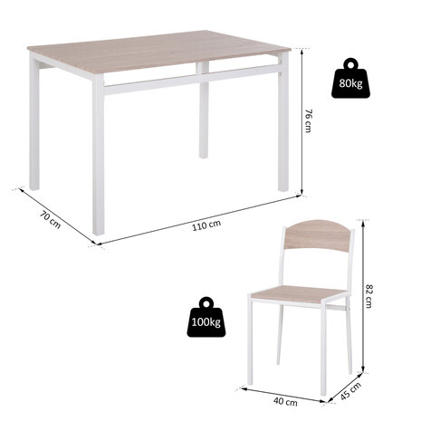 Eettafel set met 4 Stoelen 