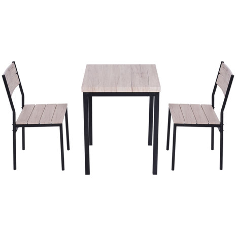 Compacte Eettafel set met 2 Stoelen - Eetkamertafel met eetkamerstoelen - Balkonset - Zitgroep - 2 Personen - Hout - Zwart