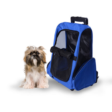 Draagbare Trolley - Hondentrolley - Honden Reismand - Honden Rugzak -  Blauw/Zwart - 36 x 30 x 49 cm