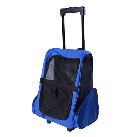 Draagbare Trolley - Hondentrolley - Honden Reismand - Honden Rugzak -  Blauw/Zwart - 36 x 30 x 49 cm