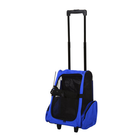 Draagbare Trolley - Hondentrolley - Honden Reismand - Honden Rugzak -  Blauw/Zwart - 36 x 30 x 49 cm