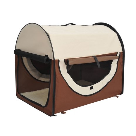 Honden Draagtas - Reisbench - Reismand Hond - Dieren Transport Box -  Opvouwbaar - Maat S - 46x34x41 cm - Koffie Creme