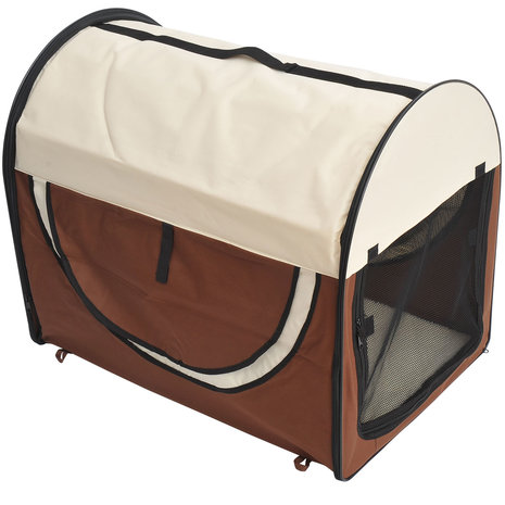 Honden Draagtas - Reisbench - Reismand Hond - Dieren Transport Box -  Opvouwbaar - Maat S - 46x34x41 cm - Koffie Creme