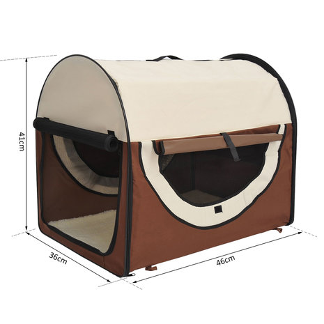 Honden Draagtas - Reisbench - Reismand Hond - Dieren Transport Box -  Opvouwbaar - Maat S - 46x34x41 cm - Koffie Creme