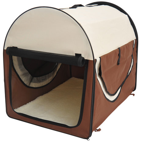 Honden Draagtas - Reisbench - Reismand Hond - Dieren Transport Box  - Opvouwbaar - Maat L - 70x51x59 cm - Koffie Creme