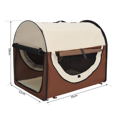 Honden Draagtas - Reisbench - Reismand Hond - Dieren Transport Box  - Opvouwbaar - Maat L - 70x51x59 cm - Koffie Creme