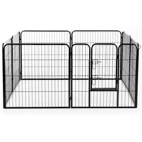 Hondenren XL - Puppyren - Hondenkennel - 8 Kennelpanelen - Staal - 80 cm hoog  - 640 cm omtrek - Uitbreidbaar