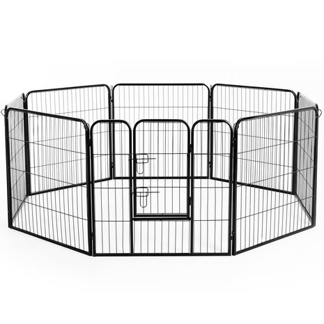 Hondenren XL - Puppyren - Hondenkennel - 8 Kennelpanelen - Staal - 80 cm hoog  - 640 cm omtrek - Uitbreidbaar