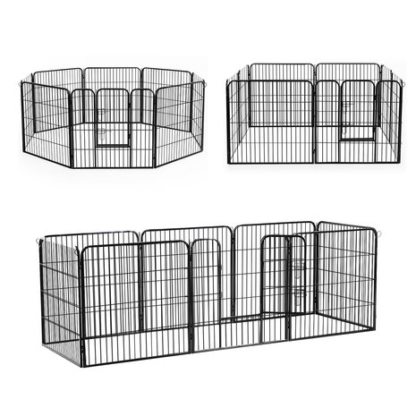 Hondenren XL - Puppyren - Hondenkennel - 8 Kennelpanelen - Staal - 80 cm hoog  - 640 cm omtrek - Uitbreidbaar