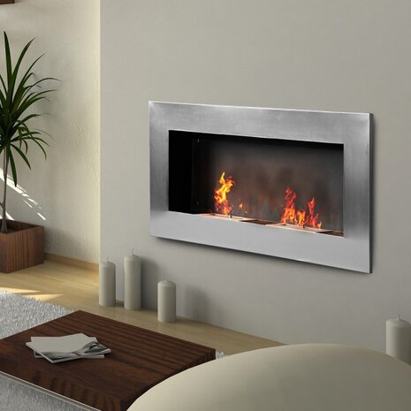 Bio-ethanol haard XXL - sfeerhaard - wandsfeerhaard - 2 branders - 110 x 54 cm - Roestvrijstaal