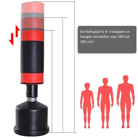 Staande Bokszak - Bokspaal - Boksdummy - 160 tot 185 cm