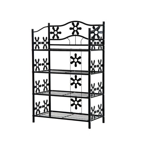 Plantenrek metaal - Etagere - Bloemenrek - Opbergrek voor buiten - 4 etages - Zwart