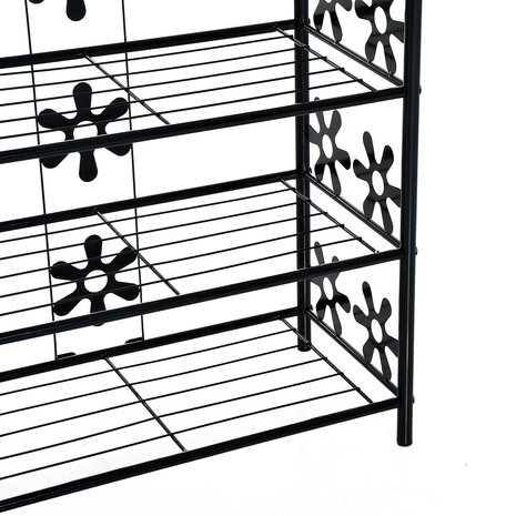 Plantenrek metaal - Etagere - Bloemenrek - Opbergrek voor buiten - 4 etages - Zwart