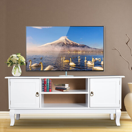 TV Meubel - Lowboard - TV Kast - Klassiek Design - Landelijk- Wit - 120x39x50 cm
