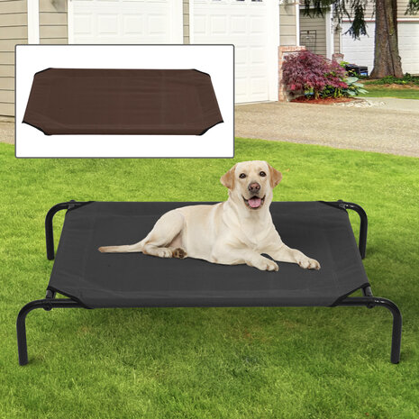 Honden Ligbed - Grote Hondenbed Stretcher - Hondenstretcher - inclusief 2 overtrekhoezen - XL - 110x68cm - Grijs en Koffie