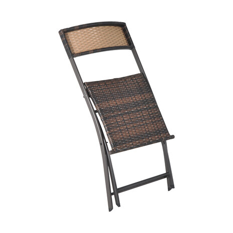 3-delige Bistroset poly rattan - inklapbaar - Balkon tuinmeubelset - Koffiebruin