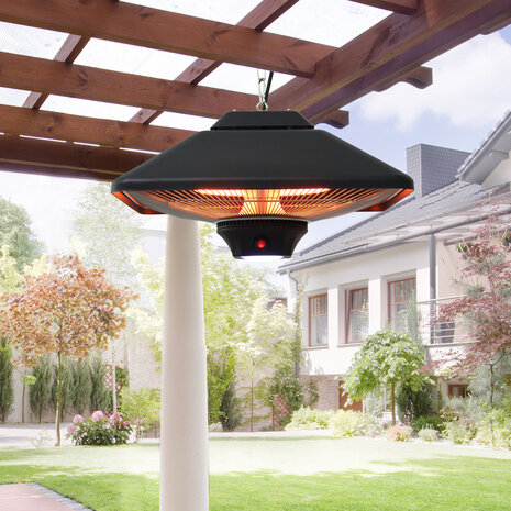 Terrasverwarmer - Hangend - Hangende terrasverwarming - Buitenverwarming - Met verlichting - Met afstandsbediening - 2000 Watt