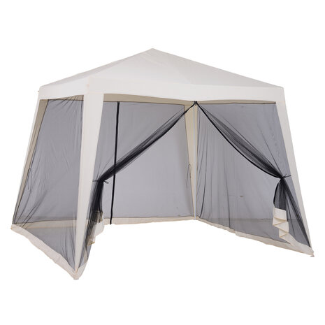 Tuinpaviljoen - Paviljoen - Partytent - 4 Klamboe mesh zijwanden - 3 x 3 m - Beige