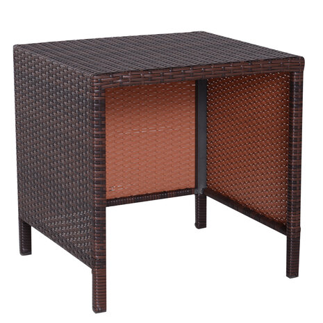 Tuin Polyrattan bijzettafel set van 3 - Tuintafelset - Tuintafel - Balkontafel - Set van 3 - Polyrattan - Bruin