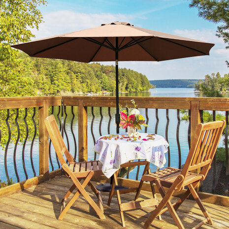 Parasol - Knikparasol - Zonnescherm - Met handslinger - 300 cm - Koffie/Zwart