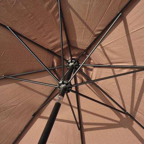 Parasol - Knikparasol - Zonnescherm - Met handslinger - 300 cm - Koffie/Zwart