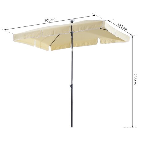 Zonnescherm - Parasol - Balkon Parasol - Rechthoek - Knikbaar - 200 x 125 cm - Creme