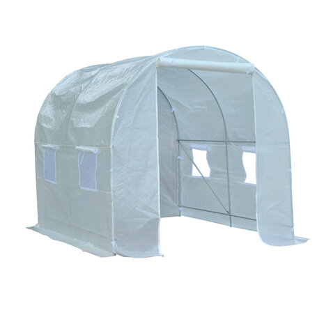 Kweekkas - Tuinkas - Foliekas - Folie kas - Tunnelserre - Kweektent - 3,5 x 2,0 x 2,0 m - Wit transparant