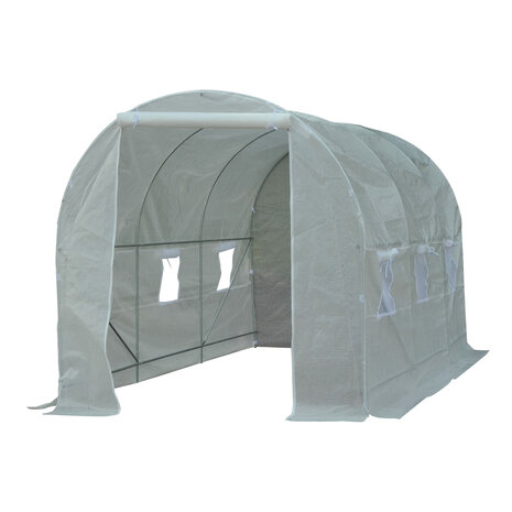 Kweekkas - Tuinkas - Foliekas - Folie kas - Tunnelserre - Kweektent - 4,5 x 2,0 x 2,0 m - Wit transparant