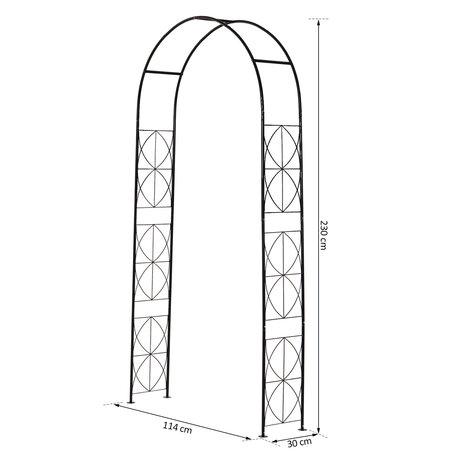 Rozenboog - Tuinboog - Voor klimplanten - Metaal -  230 x 114 x 30 cm - Zwart