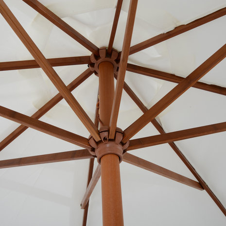 Parasol - Zonnescherm - Met handslinger - Achthoekig - Bamboe - 270 cm - Creme - Bamboe
