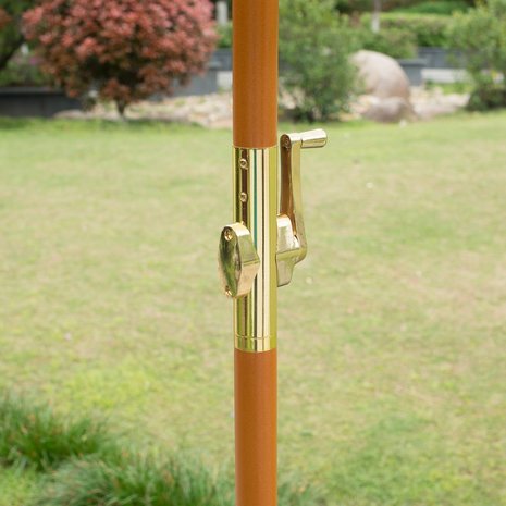 Parasol - Zonnescherm - Met dubbelscherm - Met handslinger - Bamboe - 270 cm - Creme - Bamboe