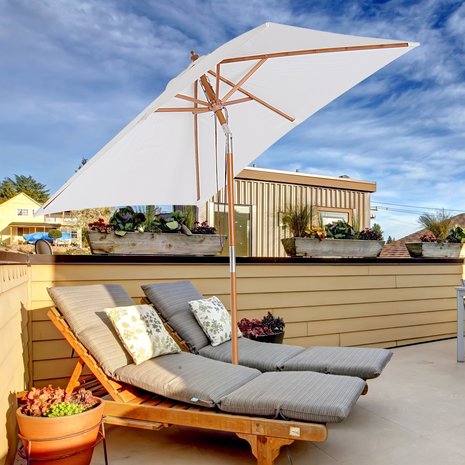Luxe zonnescherm - Parasol - Balkon Parasol - Rechthoek - Knikbaar - 200 x 150 cm - Creme