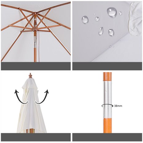 Luxe zonnescherm - Parasol - Balkon Parasol - Rechthoek - Knikbaar - 200 x 150 cm - Creme