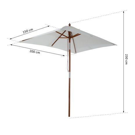 Luxe zonnescherm - Parasol - Balkon Parasol - Rechthoek - Knikbaar - 200 x 150 cm - Creme