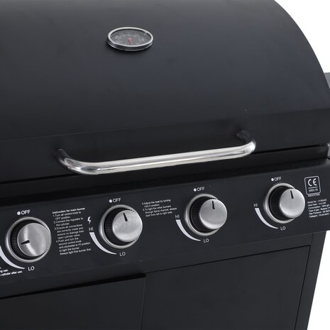Gasbarbecue - BBQ - Grill - 5 branders - Zwart