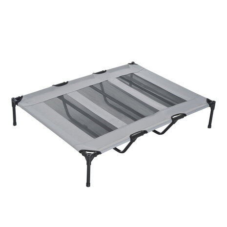 Honden Ligbed met zonnedak - Grote Hondenbed Stretcher met UV Canopy - Hondenstretcher met zonnetent - XXL - 110x68cm - Grijs