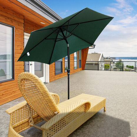 Zonnescherm - Parasol - Balkon Parasol - Met handslinger - Knikbaar - 270 cm - Groen