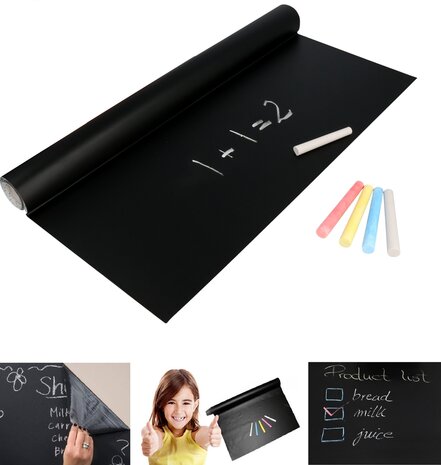 Wiskunde Op risico Overblijvend Krijtbord Folie XL - Zelfklevend met 5 krijtjes - Krijtbord Sticker Kinderen - Krijtbordsticker - Krijtbordfolie - Schoolbord Folie - Memobord Folie - 200 x 45 CM -Zwart - NiceGoodz Wiskunde Op risico Overblijvend Krijtbord Folie XL - Zelfklevend met 5 krijtjes - Krijtbord Sticker Kinderen - Krijtbordsticker - Krijtbordfolie - Schoolbord Folie - Memobord Folie - 200 x 45 CM -Zwart - NiceGoodz