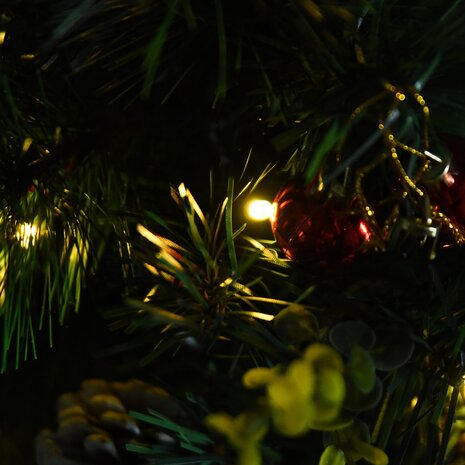 Kunstkerstboom met verlichting en decoratie - Set van 2 - Kerstboom met lampjes - Kerstballen - Kerstversiering - Binnen/Buiten