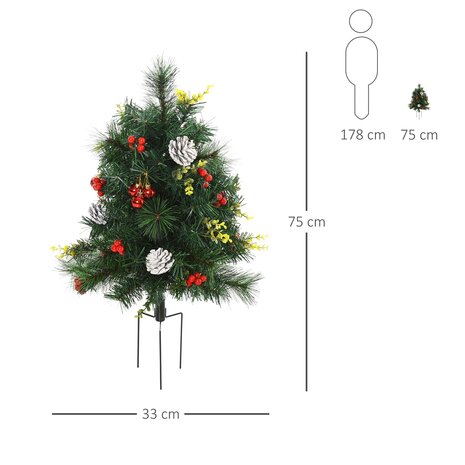 Kunstkerstboom met verlichting en decoratie - Set van 2 - Kerstboom met lampjes - Kerstballen - Kerstversiering - Binnen/Buiten