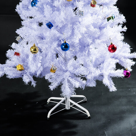Witte kunstkerstboom met kerstballen - Kerstboom - Inclusief Kerstversiering - Wit - 150 cm - 680 tips