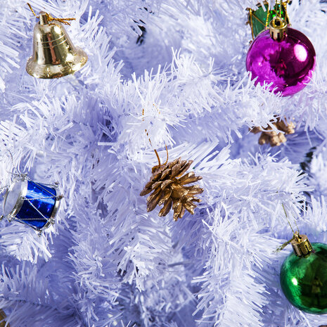 Witte kunstkerstboom met kerstballen - Kerstboom - Inclusief Kerstversiering - Wit - 150 cm - 680 tips