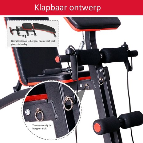 Fitnessbank - Fitnessbank verstelbaar - Halterbank - Buikspierbank - Beentrainer - Fitness - 153 x 53 x 102 cm