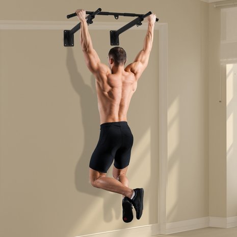 Pull Up Bar - Chin up bar - Pull up bar wandmontage - Pull up bar muur  - Optrekstang - Thuis Sporten - bokszak - ophangbeugel - Fitness - Belasting 150 Kg - Zwart