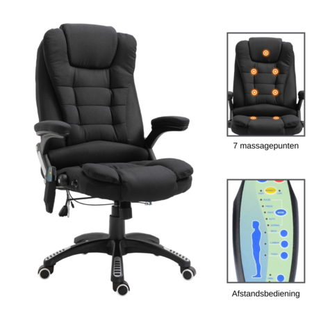 Bureaustoel - Bureaustoel ergonomisch - Directiestoel -  Massage stoel - Bureaustoelen voor volwassenen - Zwart