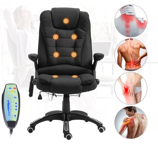 Bureaustoel - Bureaustoel ergonomisch - Directiestoel -  Massage stoel - Bureaustoelen voor volwassenen - Zwart