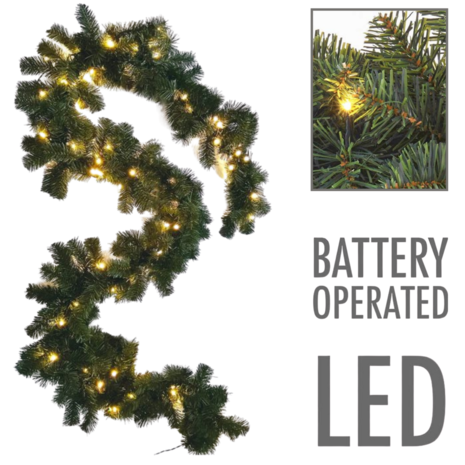 Guirlande met verlichting - Guirlande - Kerstguirlande - Kerstverlichting buiten - Kerstversiering - Kerst - 2.7 meter - 30 LED&#039;s