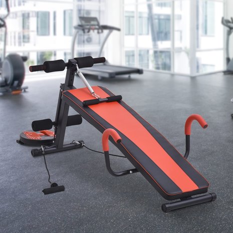 Fitnessbank - Fitnessbank verstelbaar - Halterbank - Buikspierbank -  Fitness - Twister plateau - 166 x 53 x 60 cm