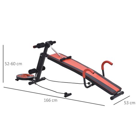 Fitnessbank - Fitnessbank verstelbaar - Halterbank - Buikspierbank -  Fitness - Twister plateau - 166 x 53 x 60 cm